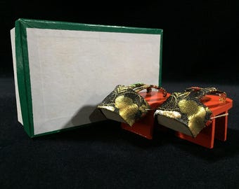 J1639 Japanese Vintage Doll Geta Zori Sandals Miniature Kimono Accessories Gold