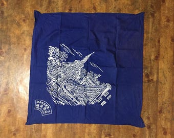 J1970 Japanse vintage furoshiki indigoblauwe katoenen doek wikkelstof zen