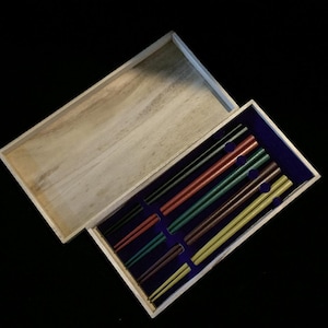 Z1781 Japanese Wooden Chopstick HASHI Set Vintage 5pc Box ECHIZEN