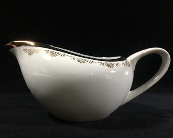 M0490 Vintage Japanese Porcelain Milk Creamer Pitcher Gold Trim Floral Coffee