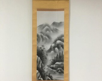 L1469 ヴィンテージ日本の掛け軸 風景画 クリフペーパー - Etsy 日本