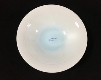 N0008 Vintage Japanische Blau Weiß Fisch Flache Matcha Teeschale Sommer Chawan signiert