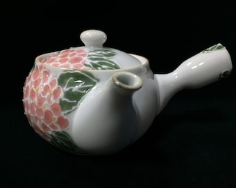 茶壷 Kozan Vintage Japanese Red Clay Flowe Engraving Kyusu Teapot