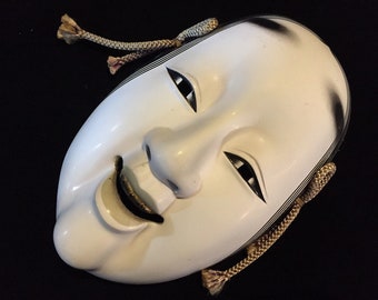 R0328 Japanese Pottery Mask Vintage Woman KOOMOTE Face Wall Hanging Interior