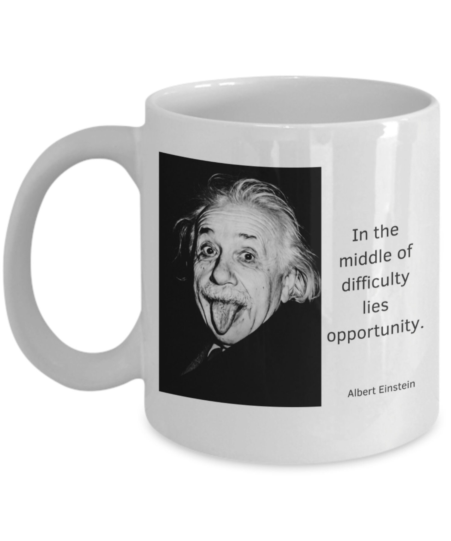 Albert Einstein Difficulty Quote Coffee Mug Humorous Photo | Etsy