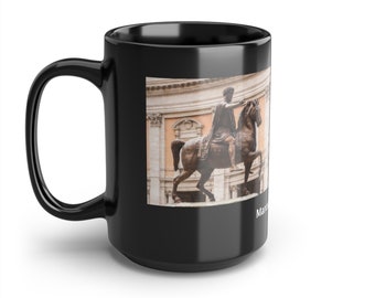 Marcus Aurelius Mind Quote Coffee Mug - Black Ceramic 15 Oz, Stoicism