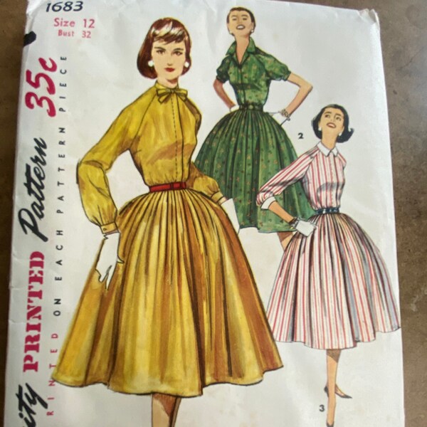 Vintage Simplicity Misses' Dress Pattern #1683 sz 12