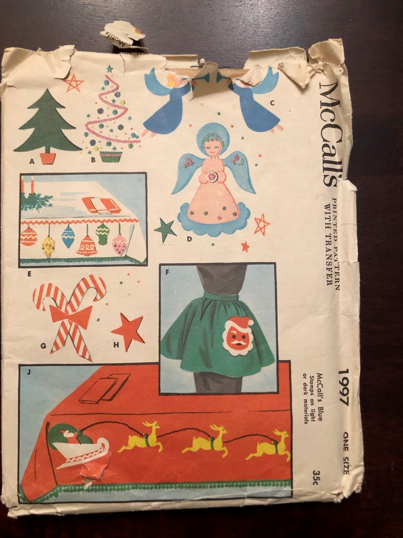 Vintage McCalls #1997 Christmas Applique Motifs circa 1950