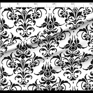 Tecido Fleur de Lis em Preto e Branco