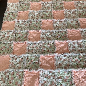 Rag Quilt Handmade Shabby Chic- Crib or Lap Size
