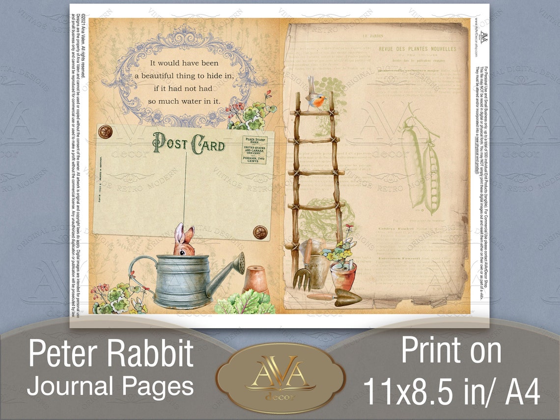 Peter Rabbit Journal Pages Garden Journal Digital download Etsy