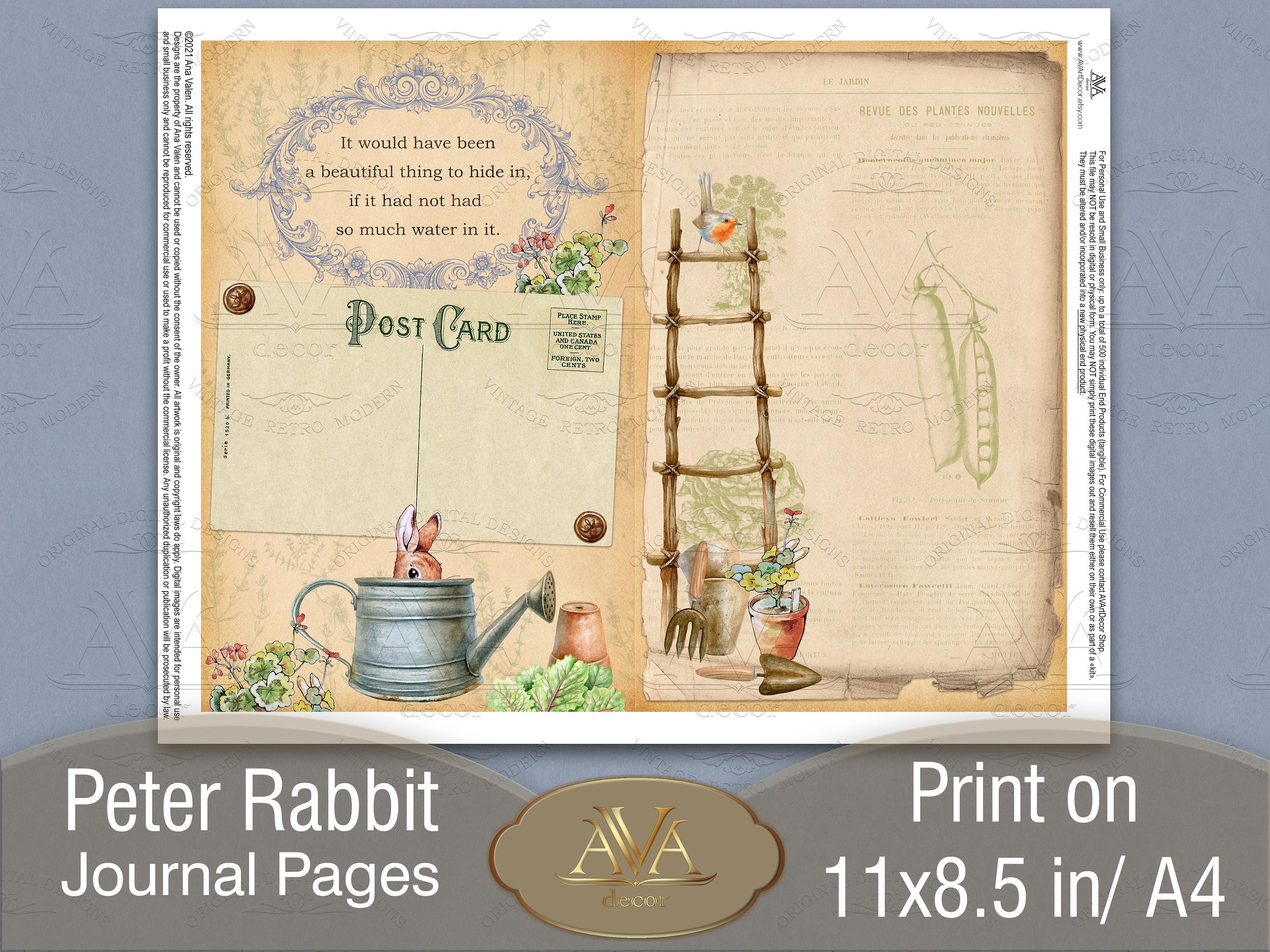 Peter Rabbit Journal Pages Garden Journal Digital download Etsy