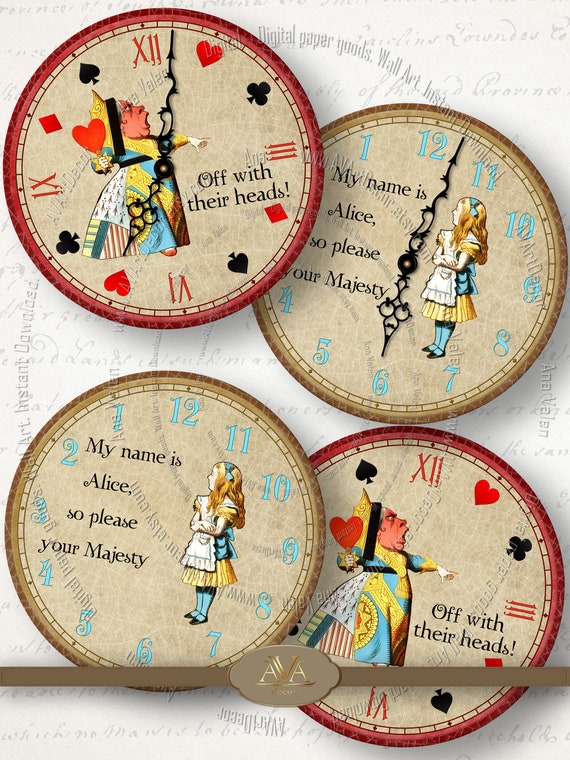 Alice in Wonderland Clocks Printable Props Decor Digital | Etsy