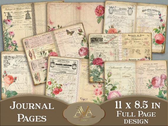 Roses & French Papers Ledger Journal Pages Printable Floral | Etsy