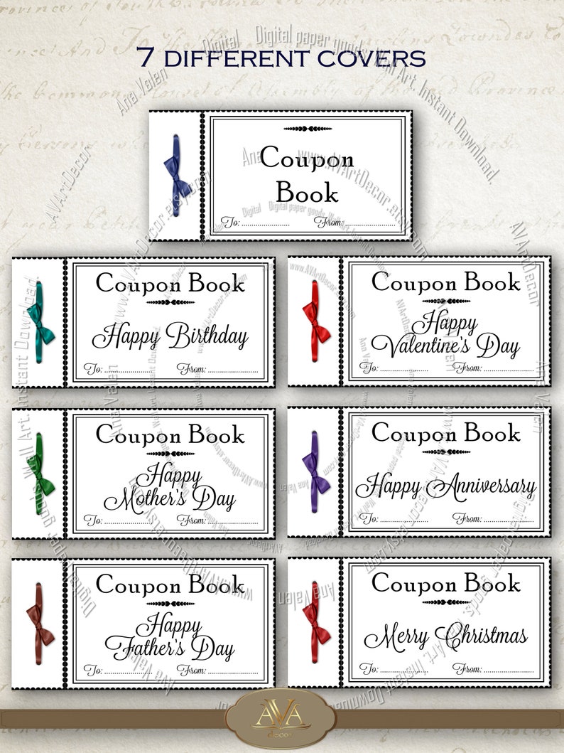 Coupon Book Printable Love Coupons Digital Download Love Etsy