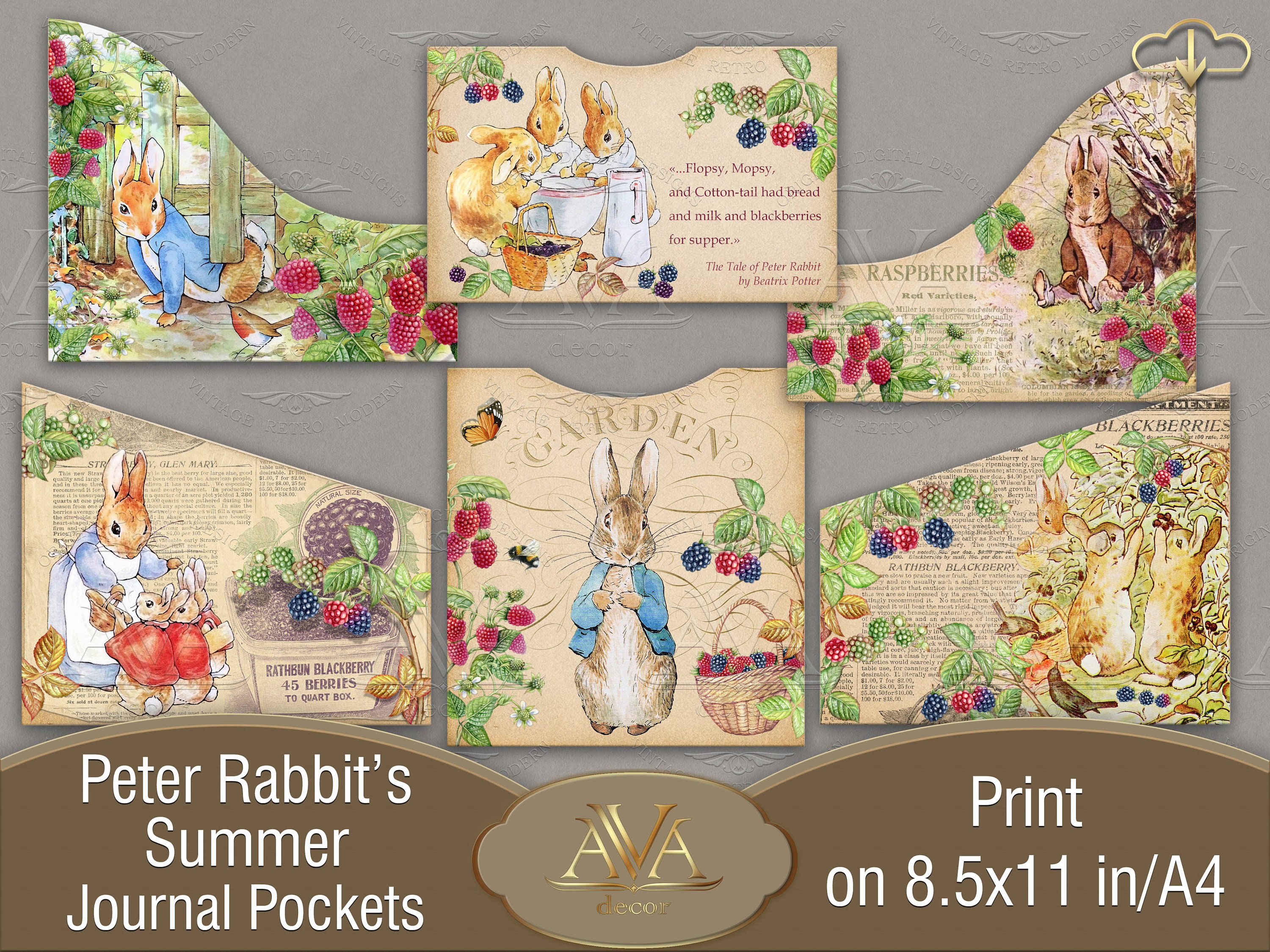 Beatrix Potter Journal Pockets Peter Rabbits Summer Journal Etsy