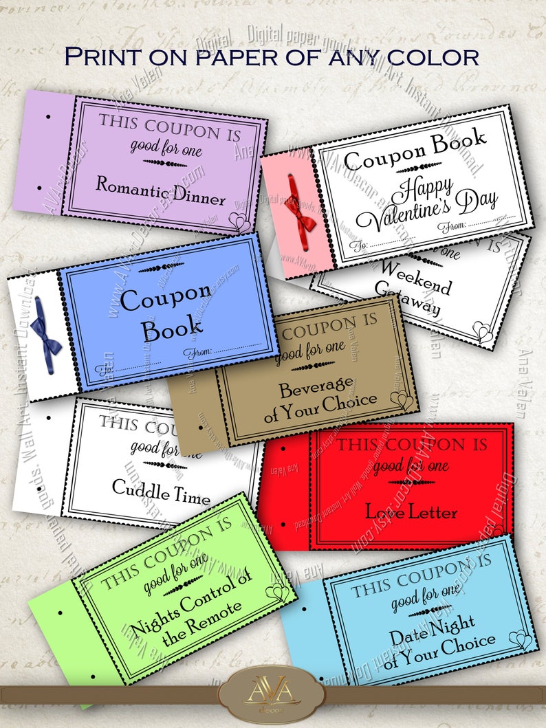 Coupon Book Printable Love Coupons Digital Download Love Etsy