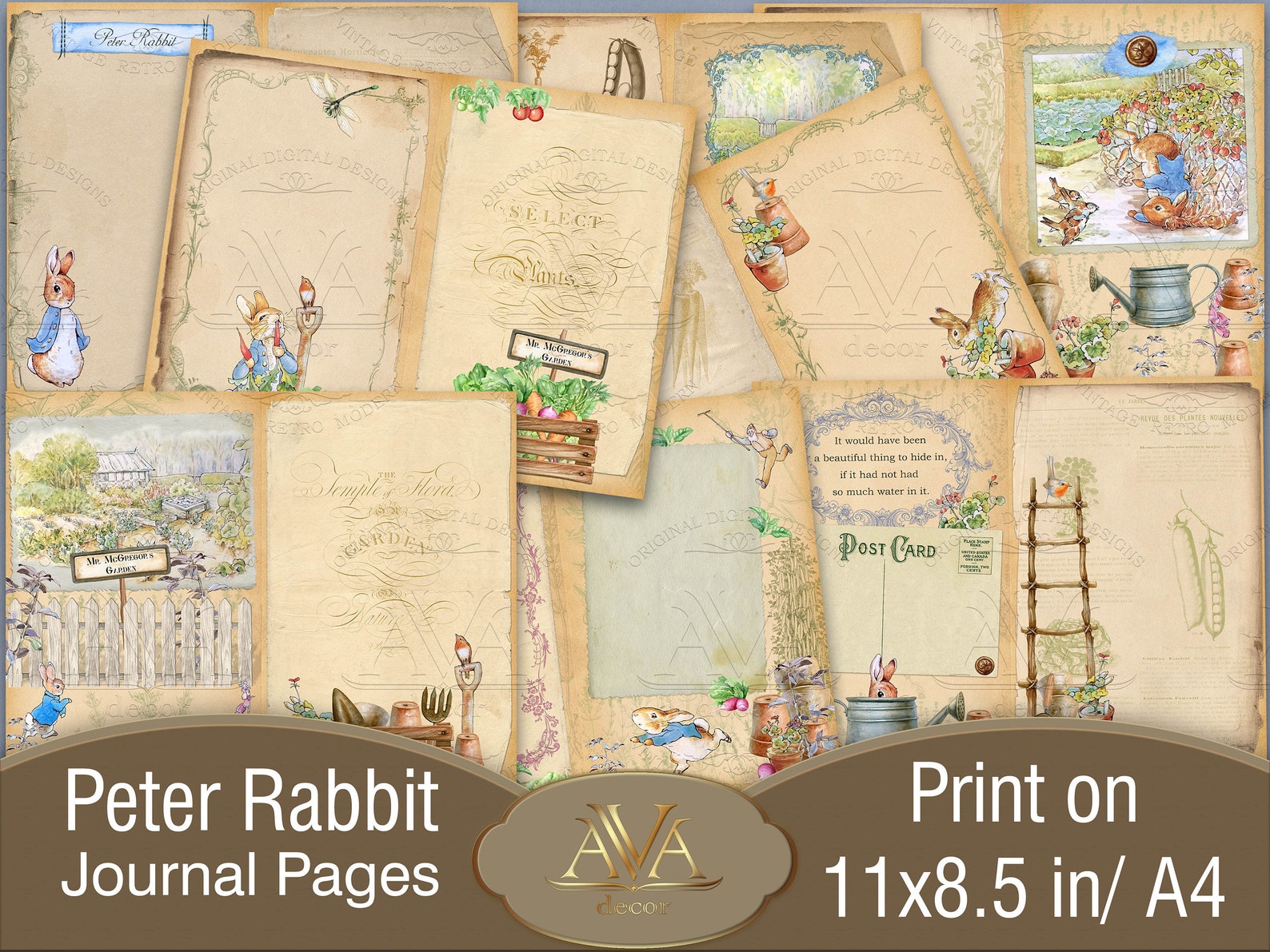 Peter Rabbit Journal Pages Garden Journal Digital download Etsy