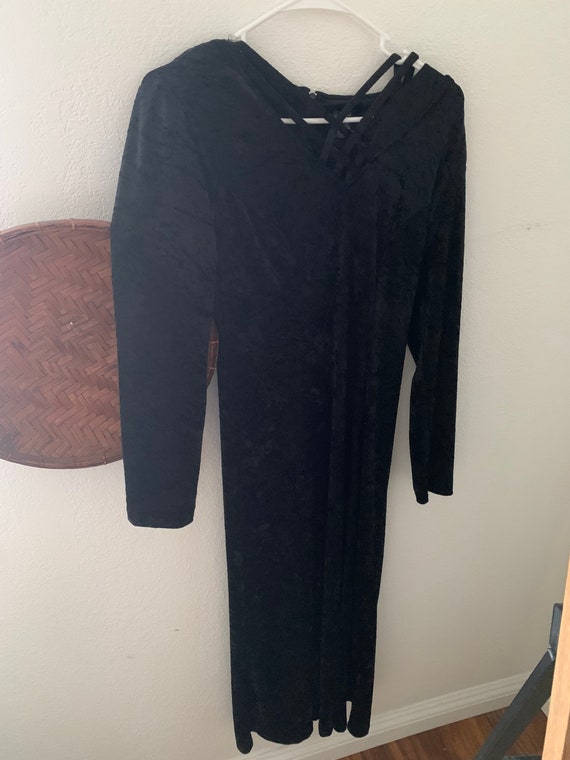 80s Vintage Brett Alixander Velvet Black Dress Siz