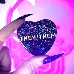 They/Them Pronoun Holographic Button Pin