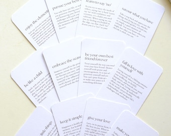 Juego de 12 tarjetas "Crea una vida que ames": Tarjetas de afirmación para llevar un diario