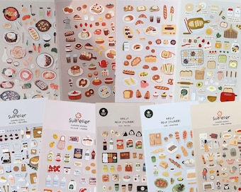 Hojas de pegatinas de Suatelier Food & Café para diarios, agendas y álbumes de recortes
