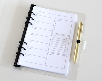 Planificador semanal imprimible A5: Inserciones minimalistas WO1P (PDF)