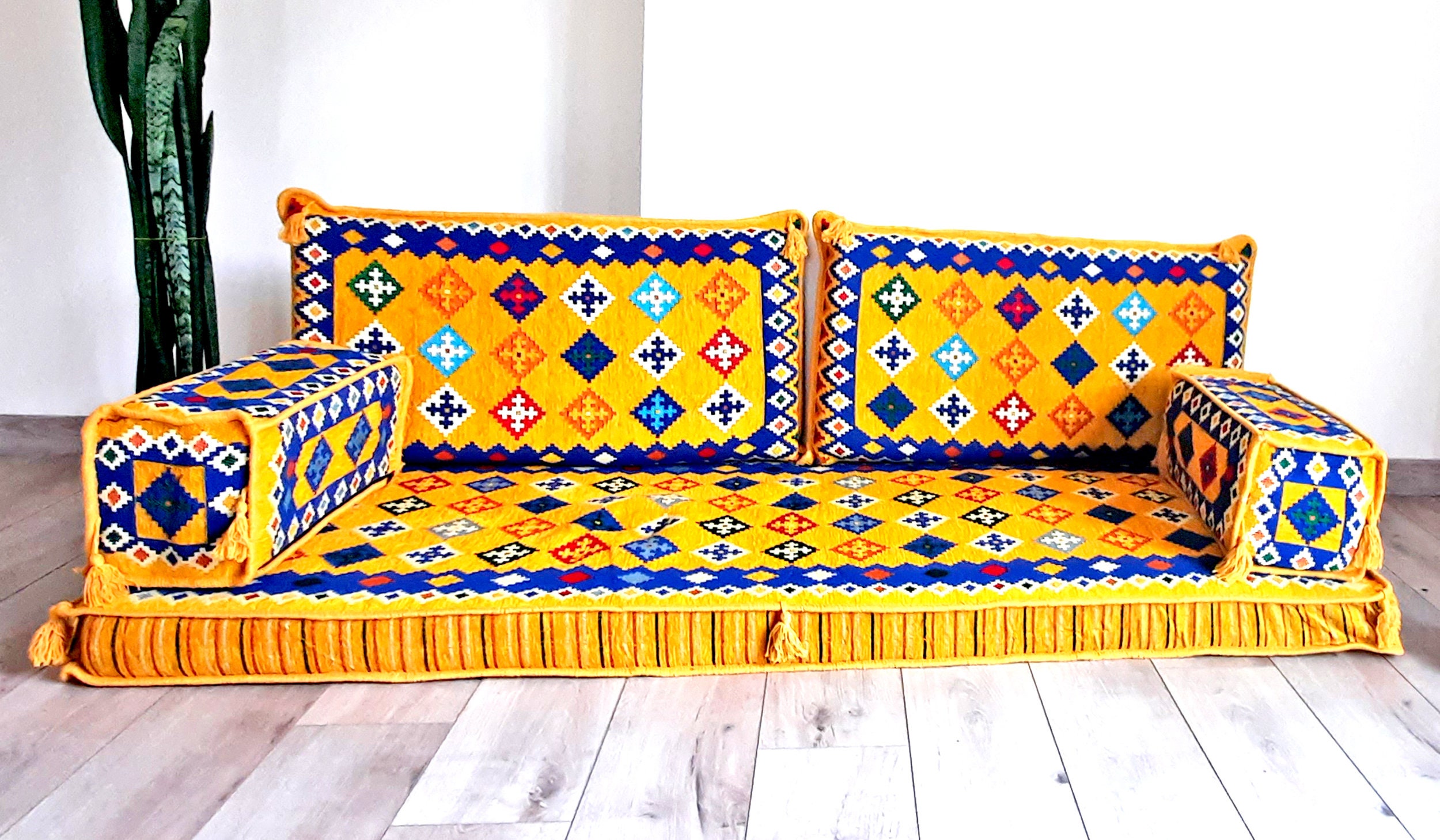 Sofá de piso amarillo asientos en suelo árabe jalsa árabe | Etsy