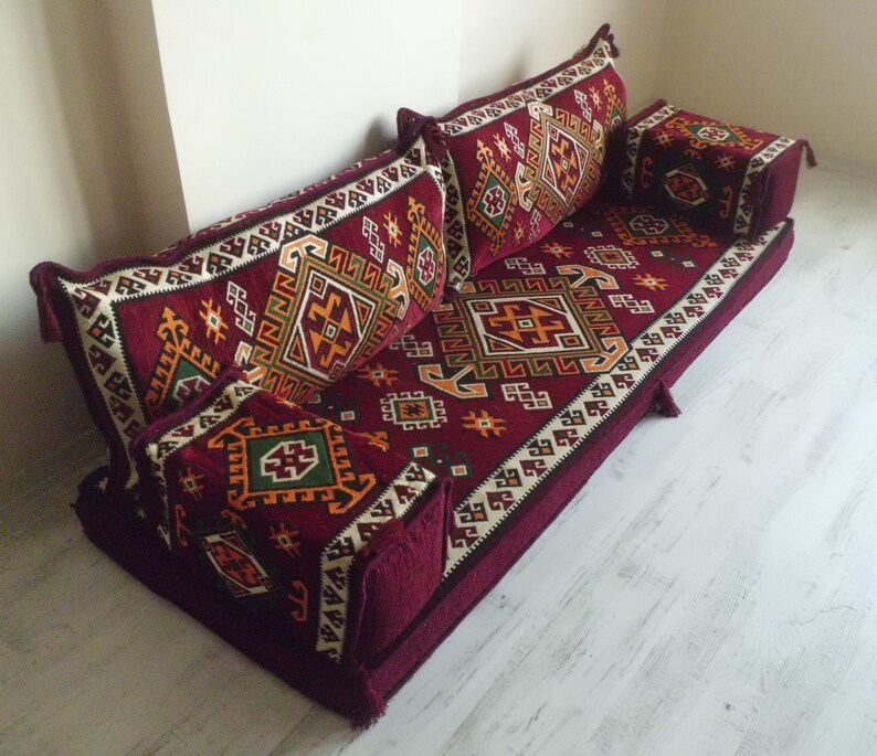 Arabic Style Burgundy Oriental Jalsa Cushions Arabic Majlis Jalsa Set Hookah Lounge Floor Cushions Floor Sofa Set