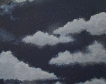An original abstracted landscape painting night sky