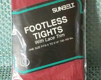 Vintage NOS Sunbelt Sportswear Ladies Maroon Footless Nylon Tights SB-1 5'-5'10" 165 Lbs