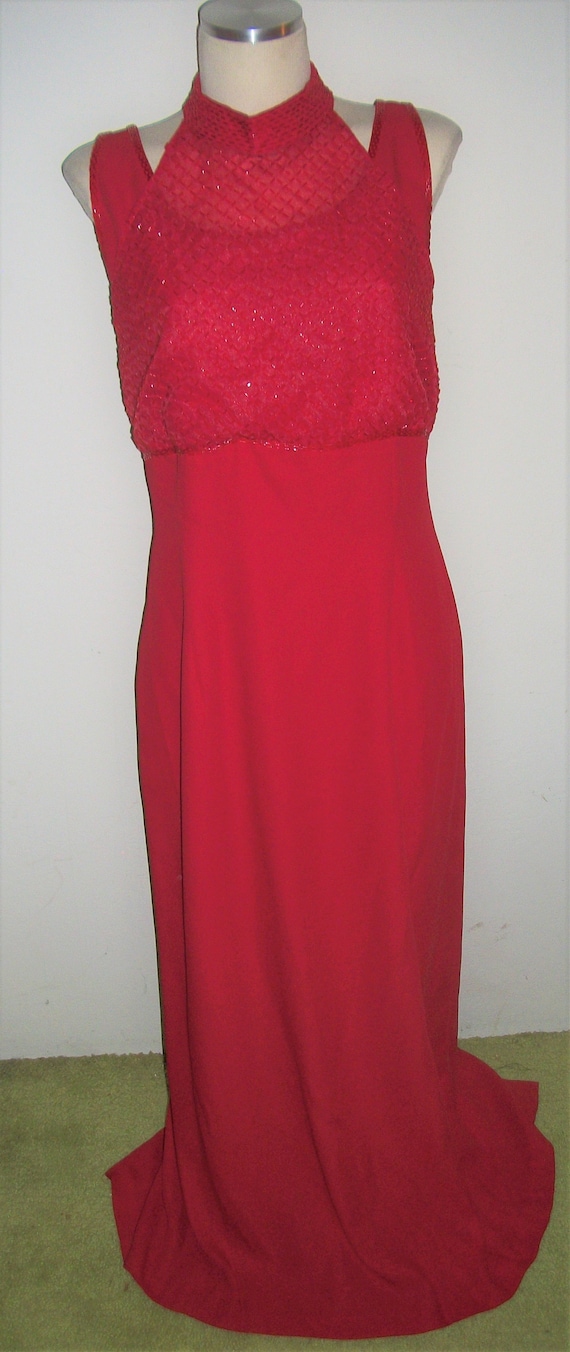 Vintage Ben Marc International Red Beaded Bodice D