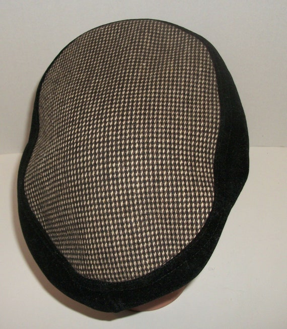 Vintage Flat Cap Black Plaid Cabbie Hat Maramatte… - image 3
