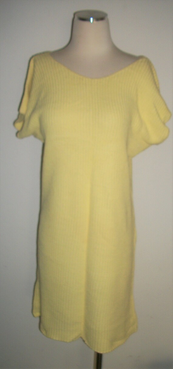 Vintage 1980's Canary Yellow Short Sweater Dress