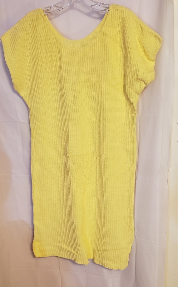 Vintage 1980's Canary Yellow Short Sweater Dress - image 3