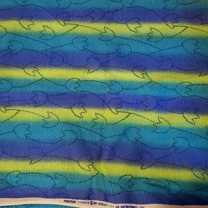 Prestige Fabrics by Stella, Blue Teal Yellow Green Striped Fabric, Div of Patte Prints, 35&quot; x 60&quot;