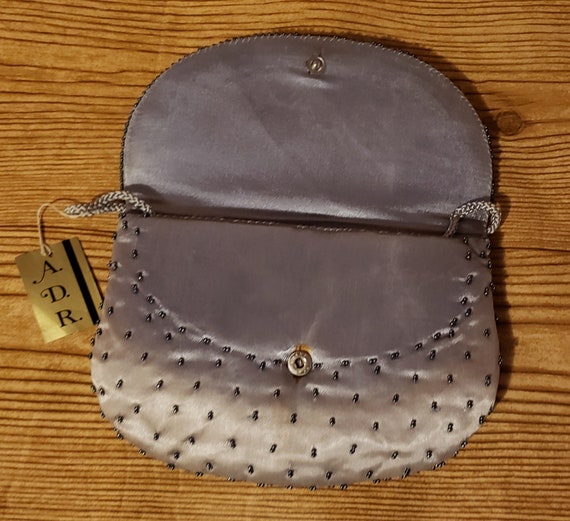 Vintage A.D.R. Handbag Co Gray Beaded Shoulder Ba… - image 2