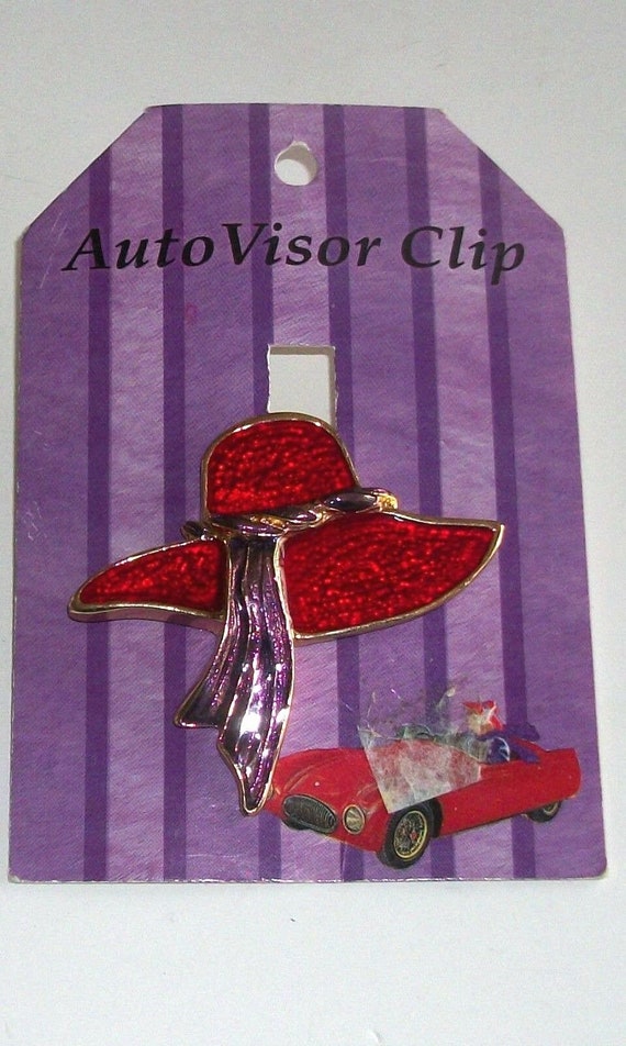 Vintage RHS Good Luck Auto Visor Clip Enamel Red … - image 1
