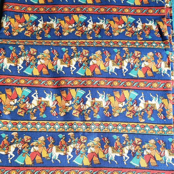 Vintage Concord Fabrics Novelty Print, Middle Eastern Men on Horses Banner, 44"x42"