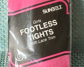 Vintage NOS Sunbelt Sportswear Girls Hot Pink Nylon Footless Tights SB-2