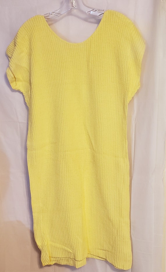 Vintage 1980's Canary Yellow Short Sweater Dress - image 2