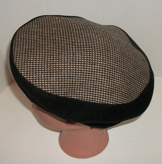 Vintage Flat Cap Black Plaid Cabbie Hat Maramatte… - image 2