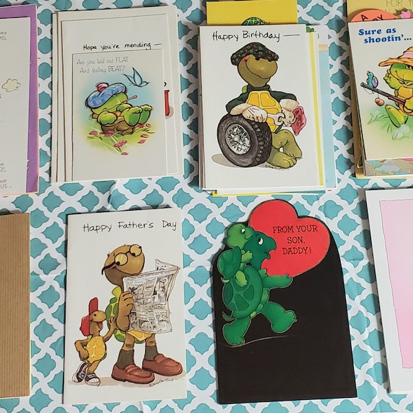 Vintage Lots of Unused Turtle Greeting Cards for Use or Repurposing, Crafting, No Envelopes