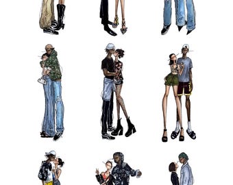 Ilustrações de moda personalizadas, personalizadas e personalizadas - conjunto de 9