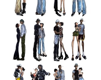 Ilustrações de moda personalizadas, personalizadas e personalizadas - conjunto de 12
