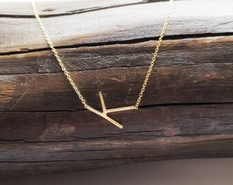 Sideways Initial Necklace Letter 