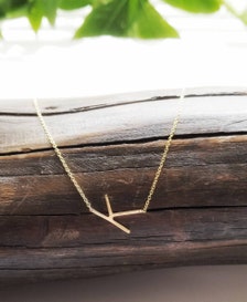 sideways initial necklace, letter necklace, initial K necklace, monogram necklace, Dainty necklace, Personalized Necklace, Bridesmaid Gifts