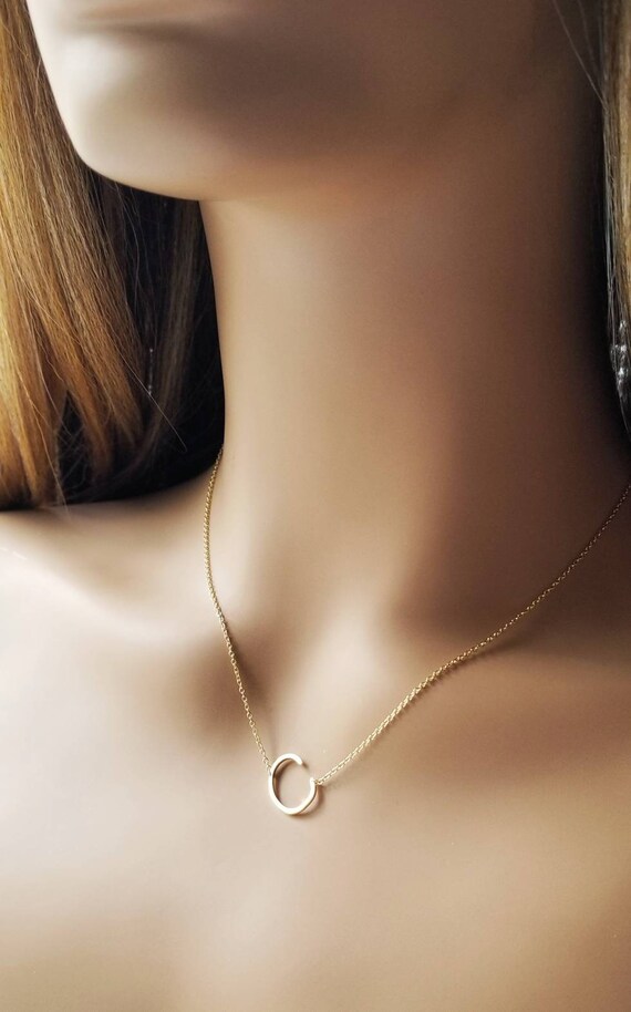 Sideways Initial Necklace Letter 