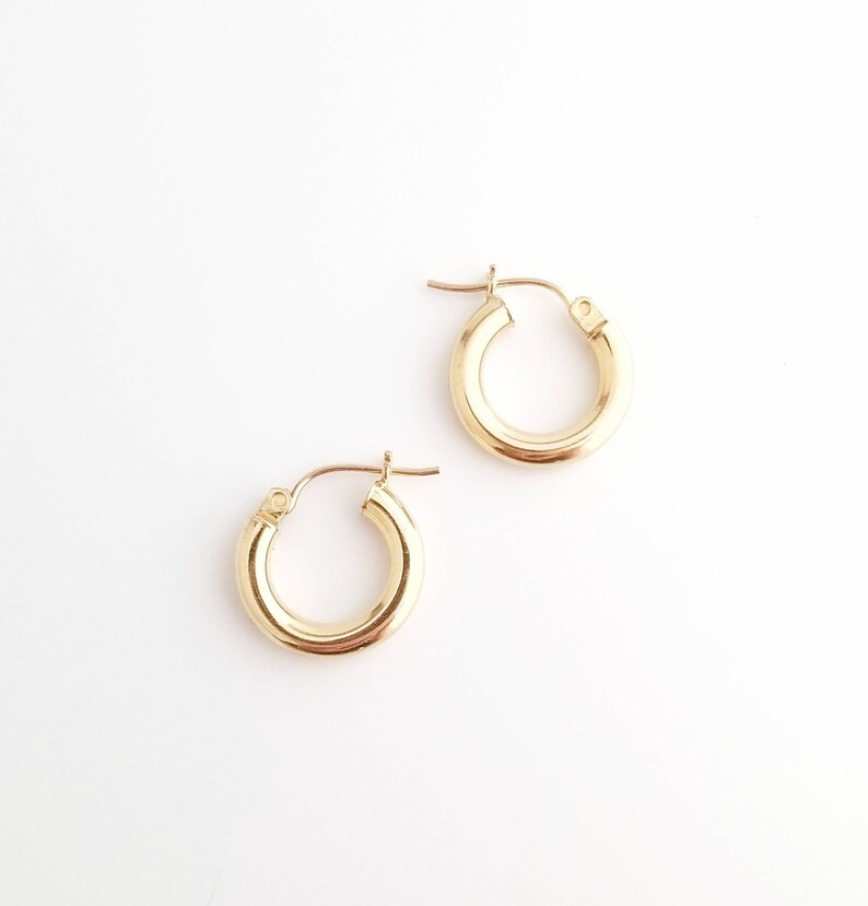 14kt Gold Hoop Earrings Gold Pin Catch Hoop Earrings Dainty Etsy