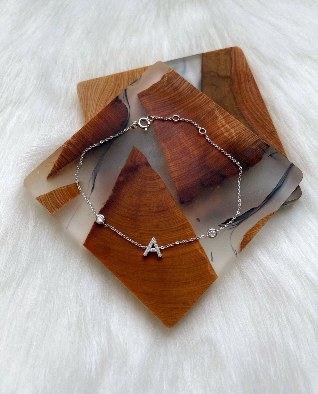 Dainty Initial Bracelet Gold Letter Bracelet Sterling Etsy